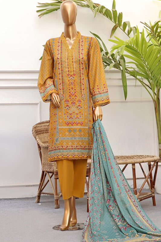 Stitched 3 Piece Printed Lawn
