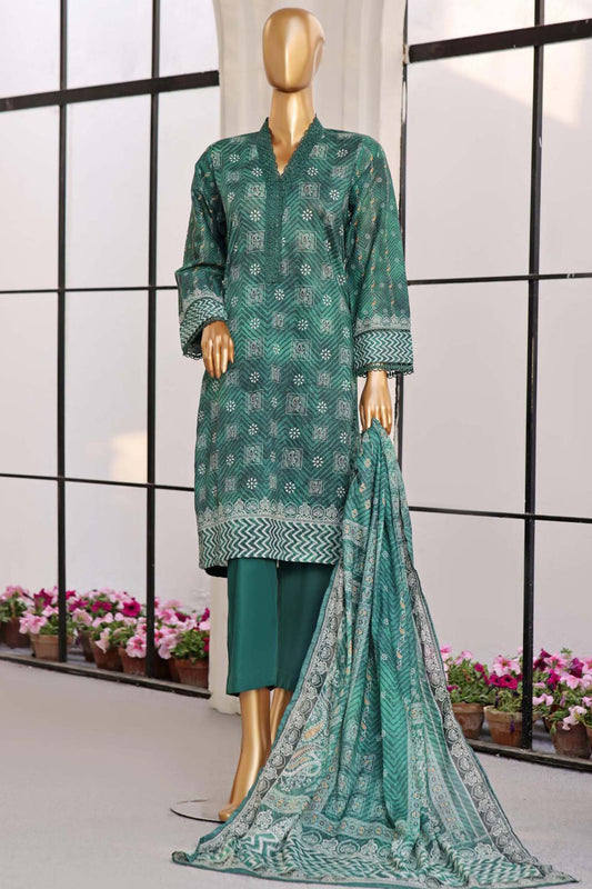 Stitched 3 Piece Printed Lawn